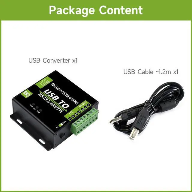 Alt view image 4 of 7 - Waveshare USB to RS232 / RS485 / TTL Industrial Isolated Converter with Original FT232RL Embedded Protection Circuits and Aluminium Alloy Enclosure for Industrial Control Equipments