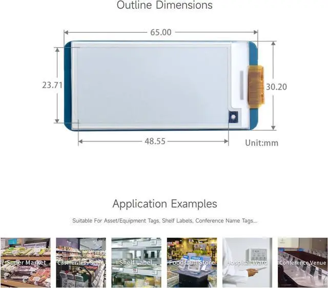 Alt view image 7 of 7 - waveshare 2.13inch E-Ink Display HAT V4 Version Compatible with Raspberry Pi Raspberry Pi 5/4B/3B/Zero/Zero W/Zero 2W/Pico/Pico W/Pico WH, 250x122 Resolution SPI Interface Supports Partial Refresh