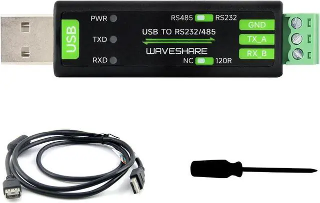 Main image of Waveshare USB to RS232/485 Serial Converter, Onboard Original FT232RNL Chip, Features More Stable Transmission, Suitable for Multiple Devices, Compatible with Mac/Linux/Android/Win11/10/8.1/8/7, etc