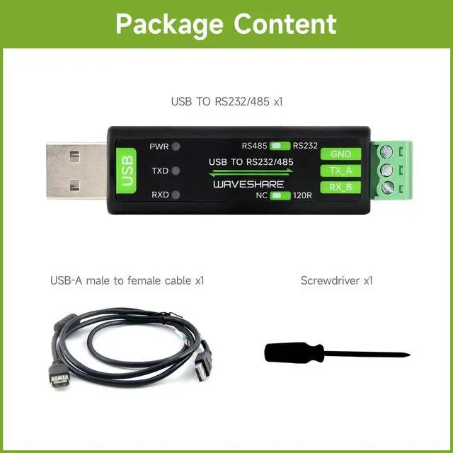 Alt view image 2 of 6 - Waveshare USB to RS232/485 Serial Converter, Onboard Original FT232RNL Chip, Features More Stable Transmission, Suitable for Multiple Devices, Compatible with Mac/Linux/Android/Win11/10/8.1/8/7, etc