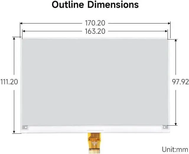 Alt view image 7 of 7 - waveshare 7.5inch E-Ink Raw Display Compatible with Raspberry Pi 5/4B/3B/Zero/Zero W/Zero 2W/Pico/Pico W/Pico WH 800×480 Resolution with SPI Interface Without PCB