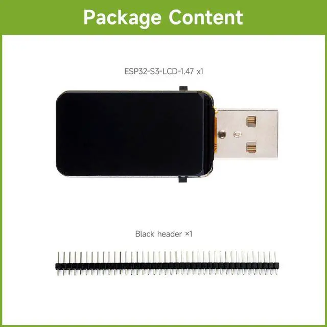 Alt view image 2 of 7 - ESP32-S3 1.47inch Display Development Board, Dual-core Processor Up to 240MHz Frequency, 172×320, 262K Color, Supports WiFi & BLE 5, with Colorful RGB LED, ESP32 with Display