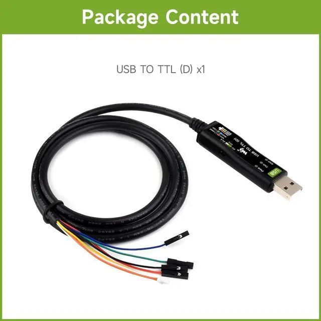 Alt view image 2 of 7 - waveshare Industrial USB to TTL (D) Serial Cable, Compatible with Raspberry Pi 5, Original FT232RNL Chip, Multi Protection Circuits, with Separated 4pin Header + SH1.0 3PIN Connector