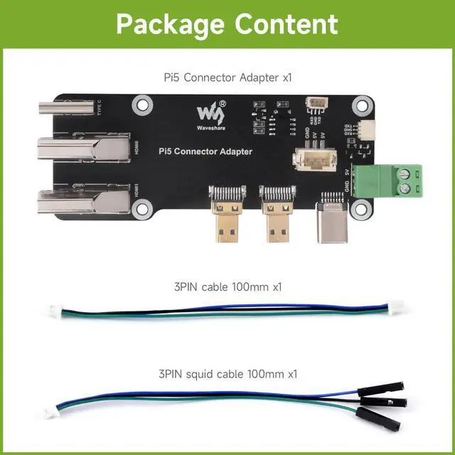 Alt view image 2 of 7 - Waveshare Micro HDMI to HDMI Multifunctional Adapter, Compatible with Raspberry Pi 5/4B, Dual 4K Outputs, Power Via Type-C Port or Screw Terminal