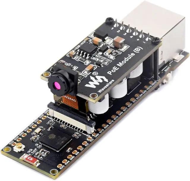 Main image of Waveshare ESP32-S3 ETH Development Board Microcontroller, 10/100Mbps RJ45 Ethernet Port, W-F & BT Support, 240MHz Dual Core Processor, Onboard Type-C Port and TF Card Slot, OV2640 Camera+PoE Module