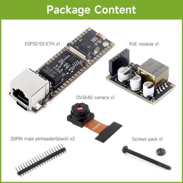 Alt view image 2 of 7 - Waveshare ESP32-S3 ETH Development Board Microcontroller, 10/100Mbps RJ45 Ethernet Port, W-F & BT Support, 240MHz Dual Core Processor, Onboard Type-C Port and TF Card Slot, OV2640 Camera+PoE Module