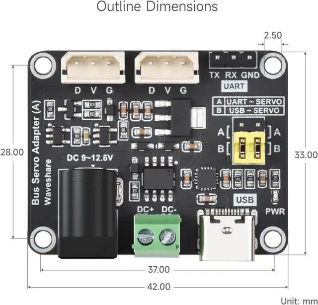 Alt view image 7 of 7 - Waveshare Serial Bus Servo Driver Board, Integrates Servo Power Supply and Control Circuit, Applicable for ST/SC Series Serial Bus Servos, Small in Size, Easy to Integrate
