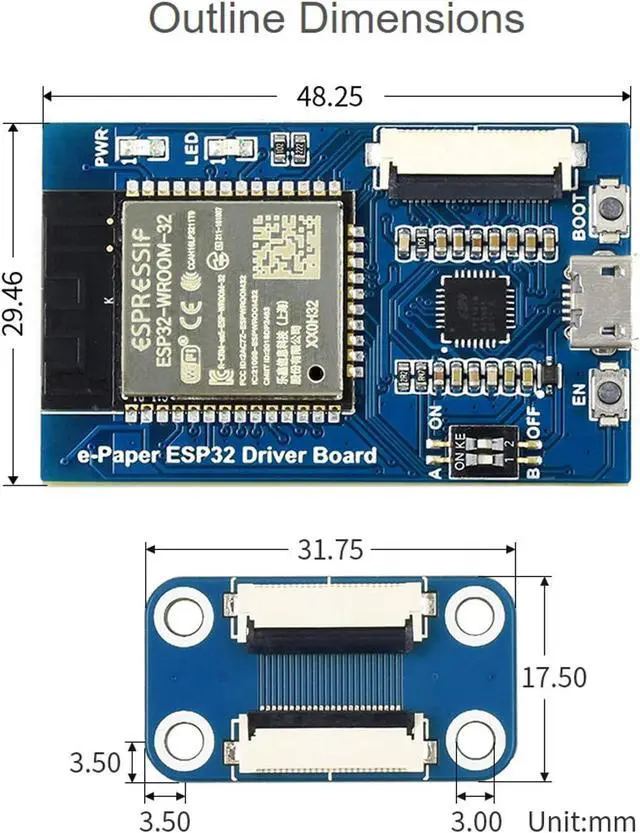 Alt view image 3 of 5 - waveshare Universal e-Paper Driver Board with WiFi/Bluetoth SoC ESP32 onboard Support Various SPI e-Paper Raw Panels