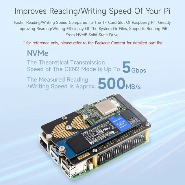 Alt view image 6 of 7 - Waveshare PCIe to 2-CH M.2 HAT, Compatible with Raspberry Pi 5, Support M.2 NVMe Solid State Drive 2230 2242 2280, High-Speed Reading/Writing