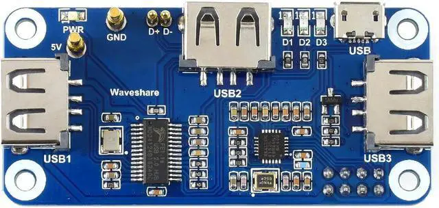 Main image of Waveshare PoE Ethernet/USB HUB HAT, Compatible with Raspberry Pi Zero/Zero W/4B/3B/3B+, 3X USB 2.0 Ports, 802.3af-Compliant