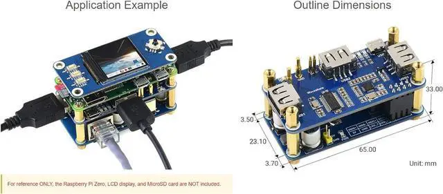 Alt view image 5 of 5 - Waveshare PoE Ethernet/USB HUB HAT, Compatible with Raspberry Pi Zero/Zero W/4B/3B/3B+, 3X USB 2.0 Ports, 802.3af-Compliant