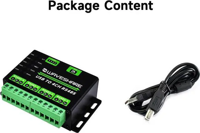 Alt view image 2 of 7 - Waveshare Industrial USB to 4Ch RS485 Converter, Multi Protection Circuits, Multi Systems Support, Aluminium Alloy Case, Wall-Mount & Rail-Mount Support