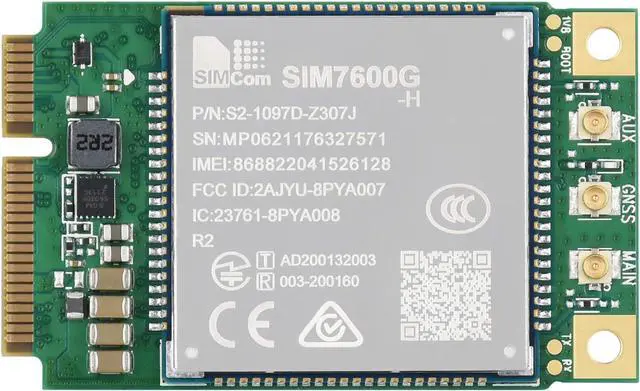Alt view image 2 of 4 - Waveshare SIM7600G-H-PCIE SIMCom Original 4G LTE Cat-4 Module Global Coverage with GNSS Support Mini-PCIe Connector LTE-TDD LTE-FDD HSPA+ GSM GPRS Edge