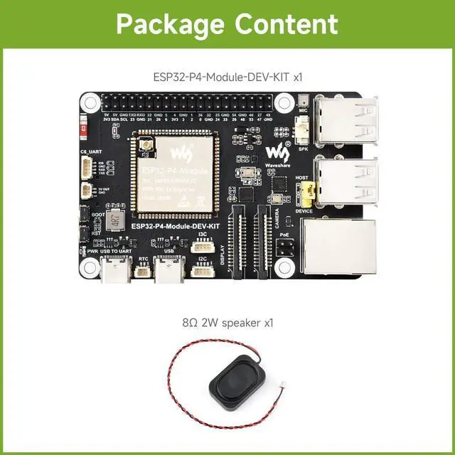 Alt view image 2 of 7 - Waveshare ESP32-P4-Module High-Performance Development Board, Based On ESP32-P4 and ESP32-C6, Supports Wi-Fi 6 and Bluetooth 5/BLE, Includes Speaker