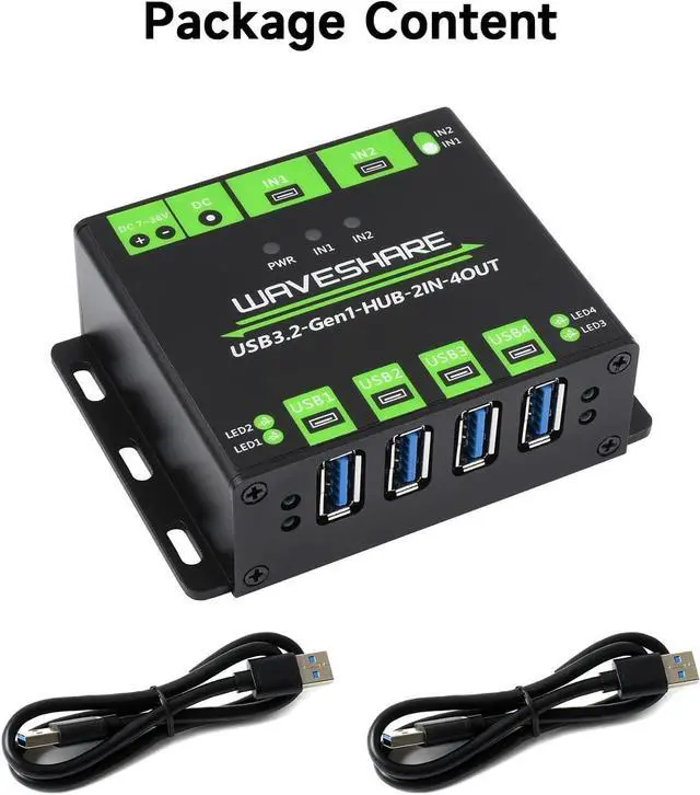 Alt view image 2 of 7 - Waveshare Industrial Grade USB HUB, Extending 4X USB 3.2 Ports, Switchable Dual Hosts, Multi Protections
