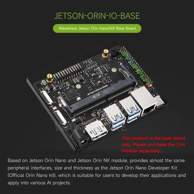 Alt view image 3 of 7 - Waveshare Jetson Orin Nano/NX AI Development Board, Based On Jetson Orin Nano and Jetson Orin NX Module, Compatible with N-VIDIA Jetson Orin Super Carrier Board