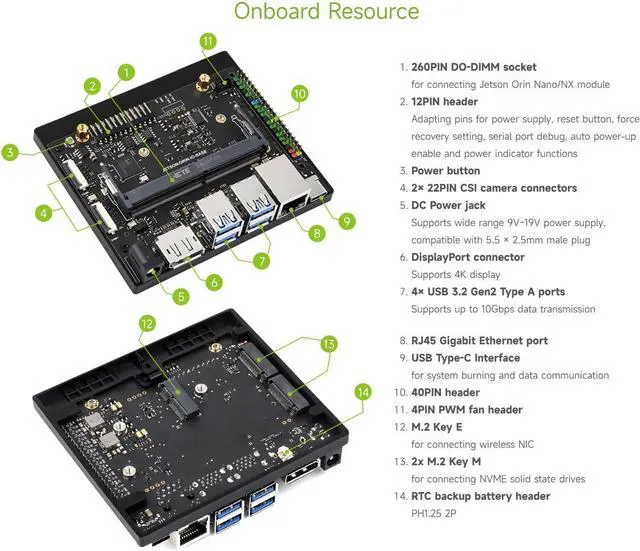 Alt view image 7 of 7 - Waveshare Jetson Orin Nano/NX AI Development Board, Based On Jetson Orin Nano and Jetson Orin NX Module, Compatible with N-VIDIA Jetson Orin Super Carrier Board