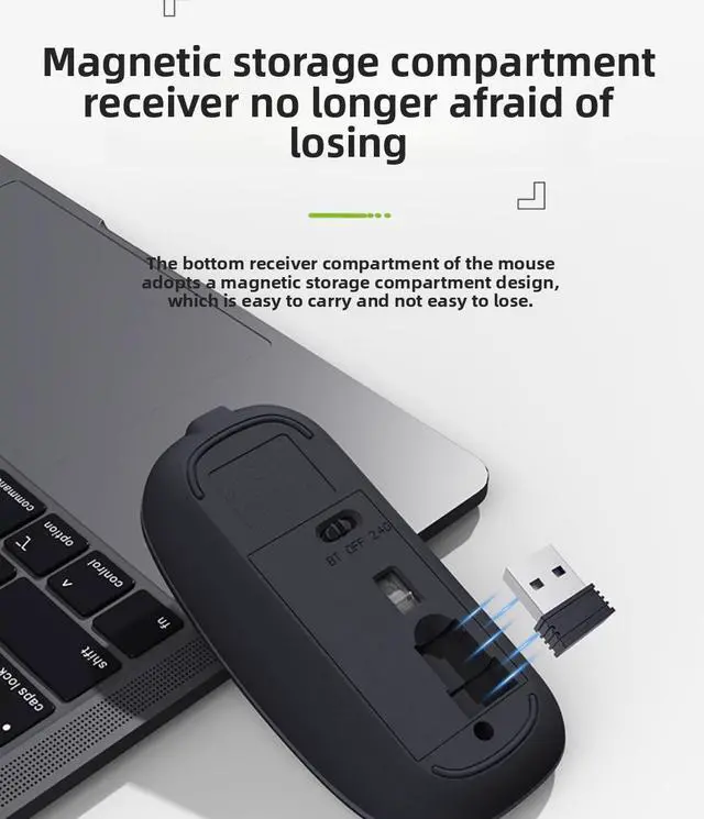 Alt view image 5 of 5 - wireless mouse, Bluetooth, silent for notebook computer, office use, dual-mode iPad tablet, Apple charging