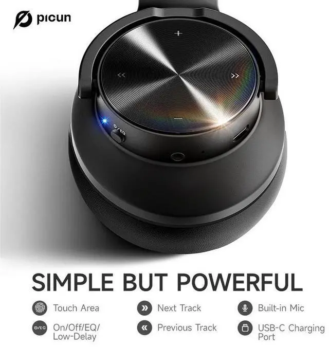 Alt view image 6 of 7 - PICUN Headset Bluetooth headphones with touch control for low-latency gaming and wireless music