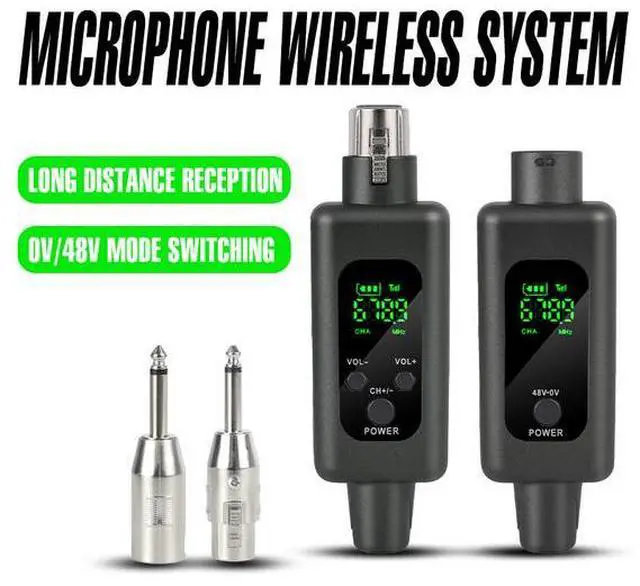 Main image of Dynamic coil wired-to-wireless microphone system transmitter-receiver instrument handheld air horn guitar amplifier