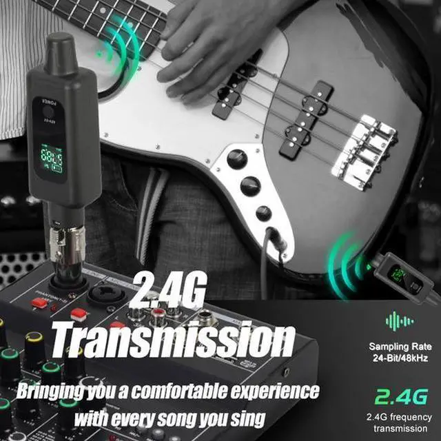 Alt view image 2 of 6 - Dynamic coil wired-to-wireless microphone system transmitter-receiver instrument handheld air horn guitar amplifier
