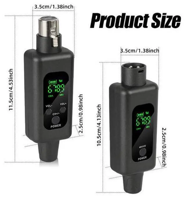 Alt view image 3 of 6 - Dynamic coil wired-to-wireless microphone system transmitter-receiver instrument handheld air horn guitar amplifier