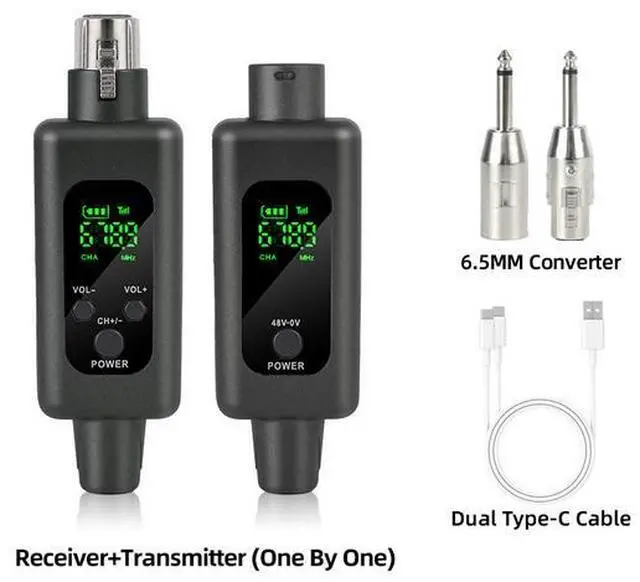 Alt view image 5 of 6 - Dynamic coil wired-to-wireless microphone system transmitter-receiver instrument handheld air horn guitar amplifier