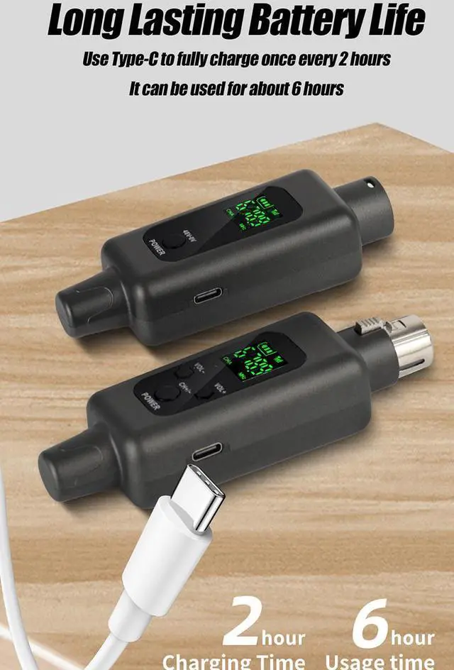 Alt view image 6 of 6 - Dynamic coil wired-to-wireless microphone system transmitter-receiver instrument handheld air horn guitar amplifier