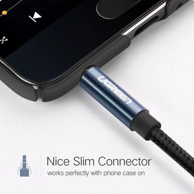Alt view image 2 of 6 - Ugreen 3.5mm Jack Audio Cable Gold Plated 3.5 mm Male to 3.5mm Male Aux Cable for iPhone Car Headphone Speaker Auxiliary Cable 1.5M