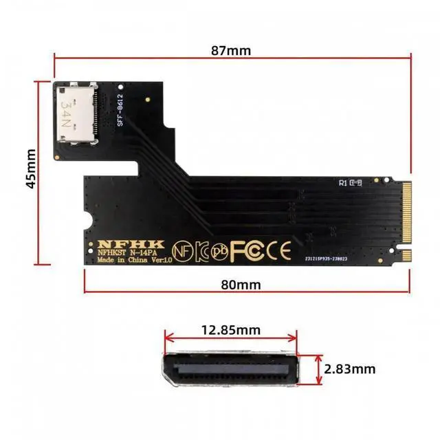 Alt view image 7 of 7 - PCI-E 4.0 M.2 M-key to Oculink Host Adapter for 2022 2023 ThinkBook 14+ External Graphics Card & SSD