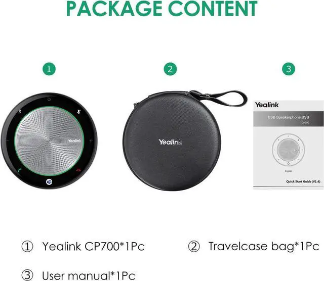 Alt view image 7 of 7 - Yealink Bluetooth Speakerphone Conference Microphone Teams Certified CP700 USB Full Duplex Noise Reduction Algorithm Home Office 360° Voice Pickup (Package Without dongle)