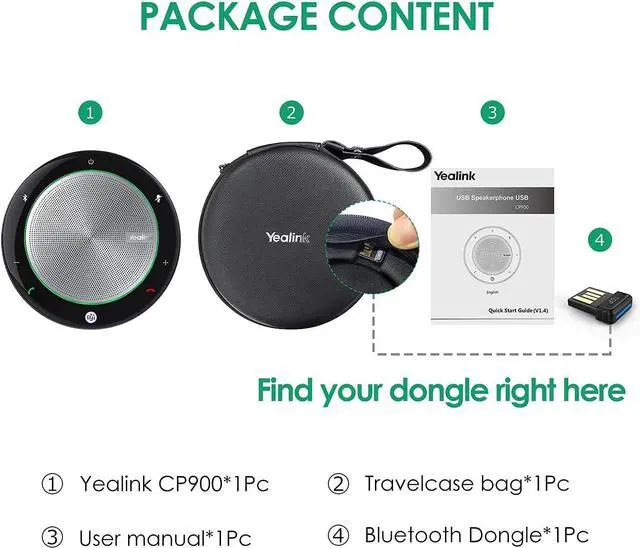 Alt view image 6 of 7 - Yealink Bluetooth Speakerphone Conference Microphone Teams-Certified CP900 Enhanced Noise Reduction Algorithm Home Office 360° Voice Pickup