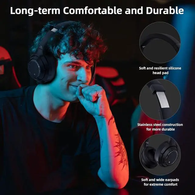 Alt view image 6 of 7 - SoundMAGIC P60BT GM Performance Wireless Gaming Headset - Surround Sound 2.4GHz USB/Bluetooth Headphones 50 Hours Lasting Lower Latency Compatibility for PC Mobile PS4 PS5 Xbox Consoles