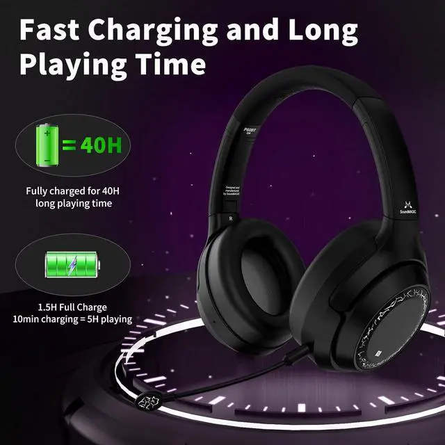 Alt view image 4 of 7 - SoundMAGIC P60BT GM Performance Wireless Gaming Headset - Surround Sound 2.4GHz USB/Bluetooth Headphones 50 Hours Lasting Lower Latency Compatibility for PC Mobile PS4 PS5 Xbox Consoles