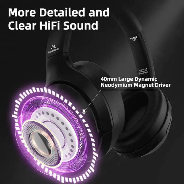 Alt view image 2 of 7 - SoundMAGIC P60BT GM Performance Wireless Gaming Headset - Surround Sound 2.4GHz USB/Bluetooth Headphones 50 Hours Lasting Lower Latency Compatibility for PC Mobile PS4 PS5 Xbox Consoles