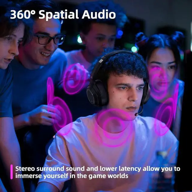 Alt view image 3 of 7 - SoundMAGIC P60BT GM Performance Wireless Gaming Headset - Surround Sound 2.4GHz USB/Bluetooth Headphones 50 Hours Lasting Lower Latency Compatibility for PC Mobile PS4 PS5 Xbox Consoles