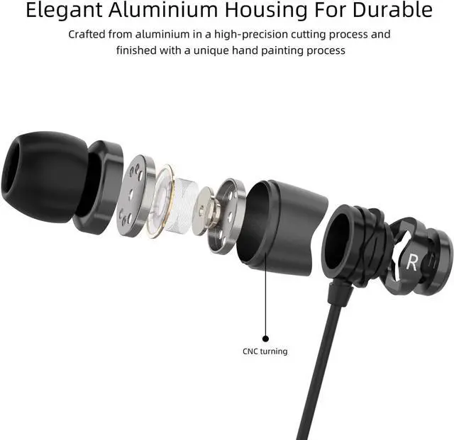 Alt view image 2 of 7 - SoundMAGIC E11C Wired Earbuds with Microphone HiFi Stereo Earphones Noise Isolating in Ear Headphones Powerful Bass Tangle Free Cord Gunmetal Black