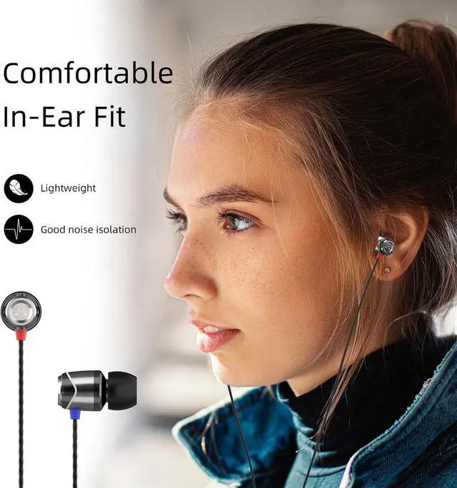 Alt view image 6 of 7 - SoundMAGIC E10 Wired Earphones No Microphone HiFi Stereo Earbuds Noise Isolating in Ear Headphones Powerful Bass Tangle Free Cord Gunmetal