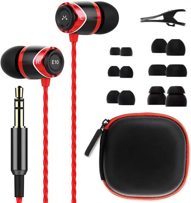 Alt view image 7 of 7 - SoundMAGIC E10 Wired Earphones No Microphone HiFi Stereo Earbuds Noise Isolating in Ear Headphones Powerful Bass Tangle Free Cord Black Red