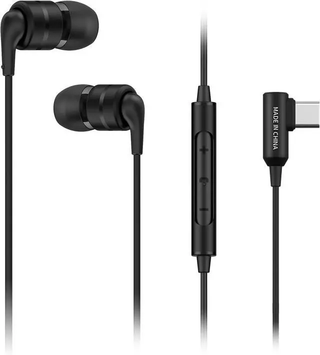 Main image of SoundMAGIC E80D USB-C in-Ear Stereo Headphones, L-Shape Plug, in-Line Controller, Metal Housing, 10mm Dynamic Drivers, Water/Dust Proof, Black