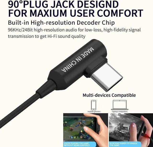 Alt view image 3 of 7 - SoundMAGIC E80D USB-C in-Ear Stereo Headphones, L-Shape Plug, in-Line Controller, Metal Housing, 10mm Dynamic Drivers, Water/Dust Proof, Black