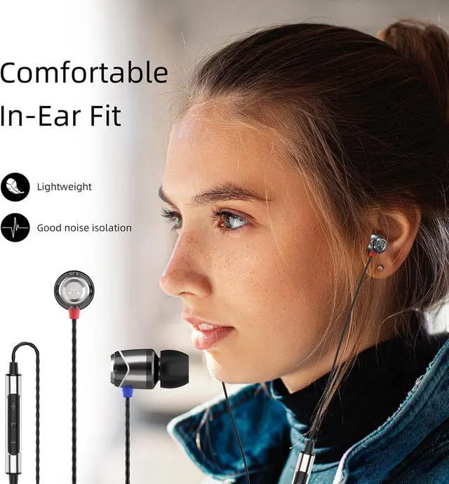 Alt view image 6 of 7 - SoundMAGIC E10C Wired Earbuds with Microphone HiFi Stereo Earphones Noise Isolating in Ear Headphones Powerful Bass Tangle Free Cord Gunmetal