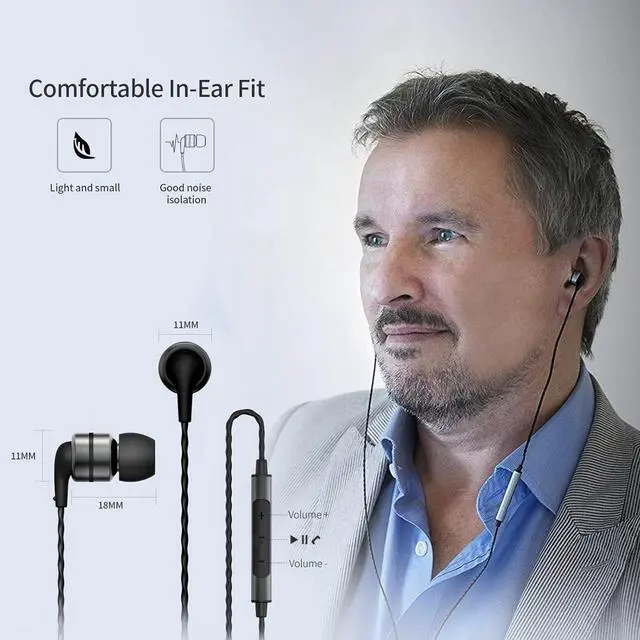 Alt view image 5 of 6 - SoundMAGIC E80C Wired Earbuds with Microphone HiFi Stereo Earphones Noise Isolating in Ear Headphones Comfortable Fit Super Bass for Audiophile Gunmetal