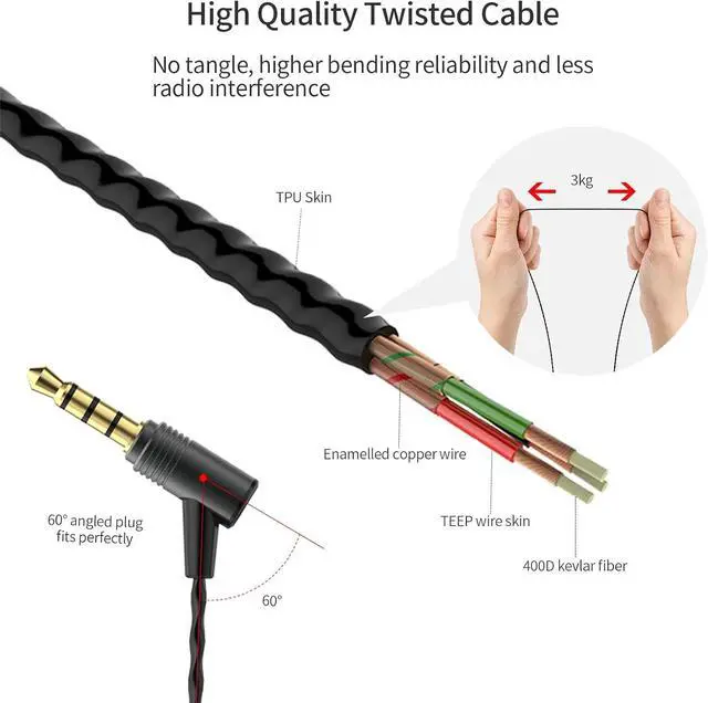 Alt view image 4 of 6 - SoundMAGIC E80C Wired Earbuds with Microphone HiFi Stereo Earphones Noise Isolating in Ear Headphones Comfortable Fit Super Bass for Audiophile Gunmetal