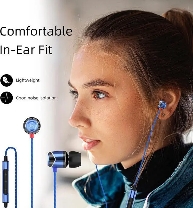 Alt view image 6 of 7 - SoundMAGIC E10C Wired Earbuds with Microphone HiFi Stereo Earphones Noise Isolating in Ear Headphones Powerful Bass Tangle Free Cord Black Gold Blue