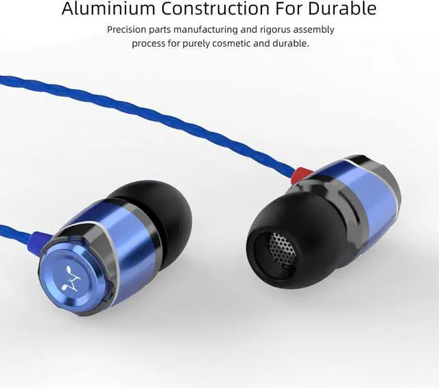 Alt view image 4 of 7 - SoundMAGIC E10C Wired Earbuds with Microphone HiFi Stereo Earphones Noise Isolating in Ear Headphones Powerful Bass Tangle Free Cord Black Gold Blue