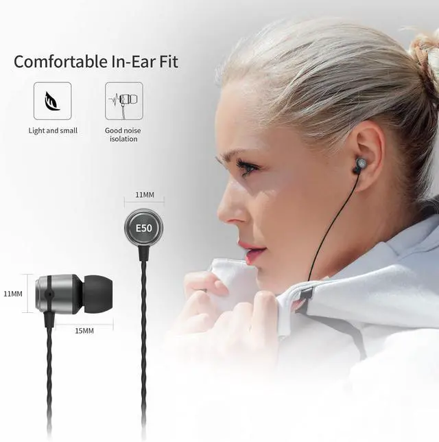 Alt view image 6 of 6 - SoundMAGIC E50 Wired Earbuds No Microphone in Ear Monitor HiFi Earphones Noise Isolating Headphones Comfortable Fit Gunmetal
