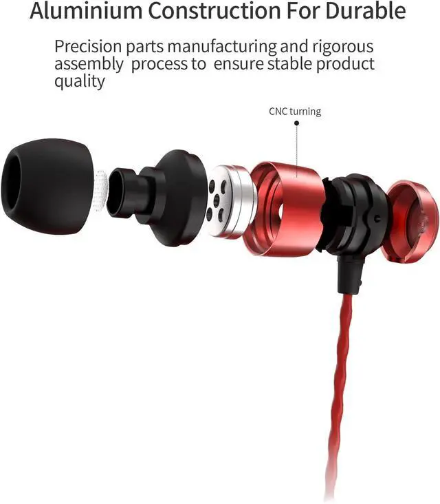 Alt view image 4 of 6 - SoundMAGIC E50 Wired Earbuds No Microphone in Ear Monitor HiFi Earphones Noise Isolating Headphones Comfortable Fit Gunmetal Red