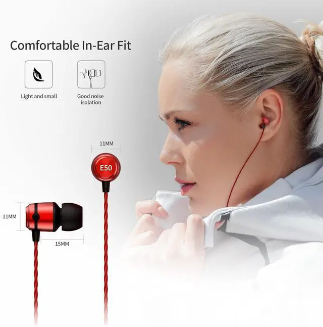 Alt view image 6 of 6 - SoundMAGIC E50 Wired Earbuds No Microphone in Ear Monitor HiFi Earphones Noise Isolating Headphones Comfortable Fit Gunmetal Red