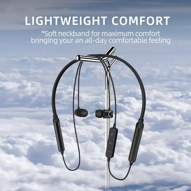 Alt view image 6 of 7 - SoundMAGIC E11BT Neckband Bluetooth Headphones Wireless Earphones HiFi Stereo in Ear Headset with Microphone Noise Isolating Sports Earbuds Long Playtime Black